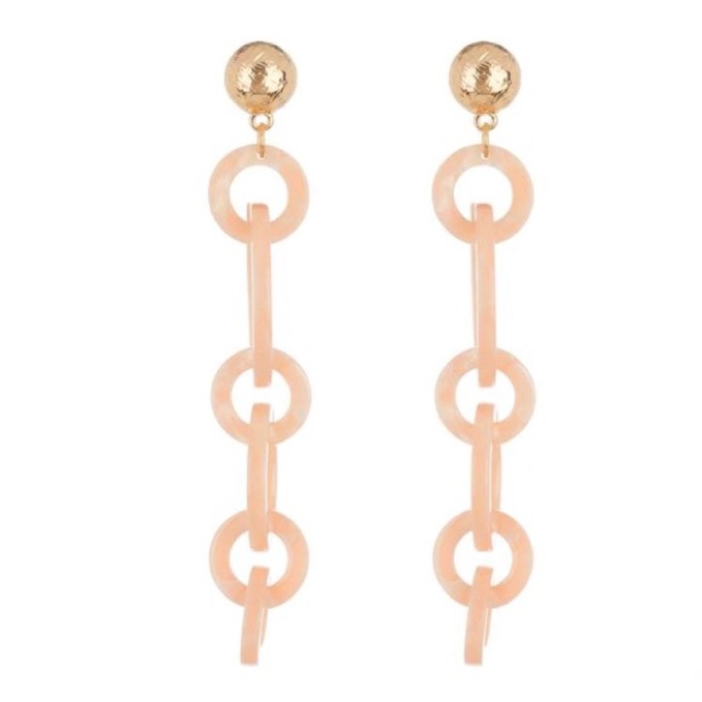 Pink and Gold Resin Link Earrings